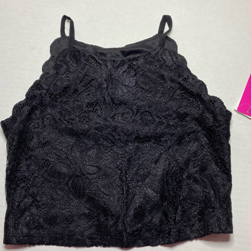 Girls top Black glitter lace size 8